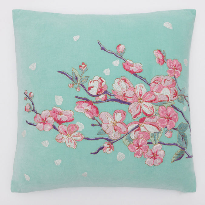 Elizabeth Scarlett Cherry Blossom Mint Velvet Cushion