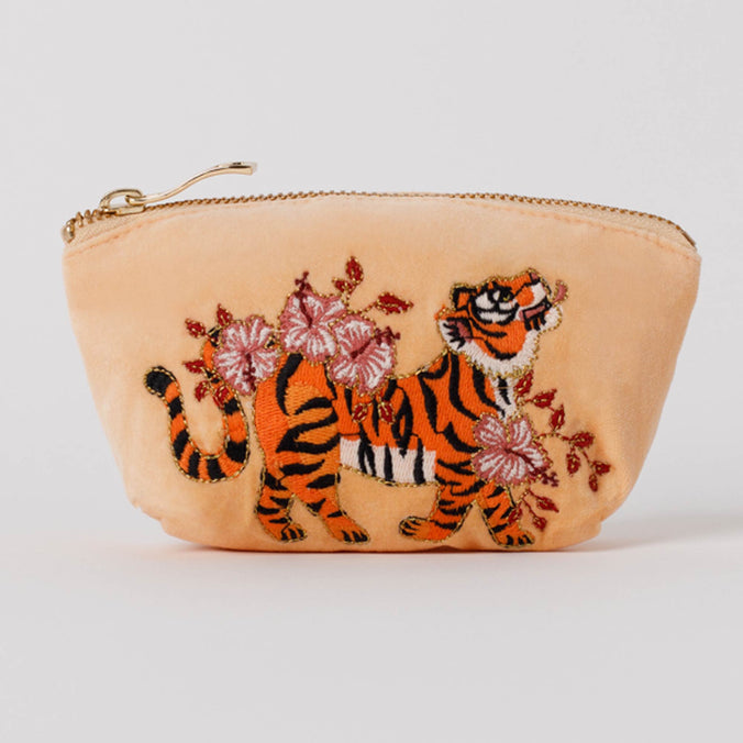 Elizabeth Scarlett Tiger Apricot Velvet  Mini Pouch Coin Purse