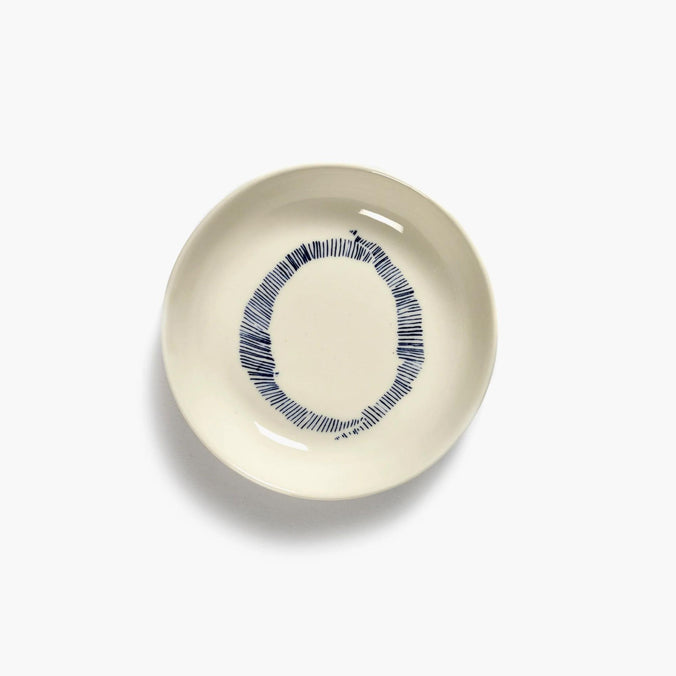 Ottolenghi Feast Small Dish Ø11.5cm, White Swirl - Blue Stripes, Set of 4