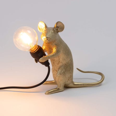 Seletti Mouse Lamp USB, Sitting Gold